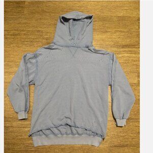 Free People Distressed Hoodie Pullover Slouchy Blue Womens M